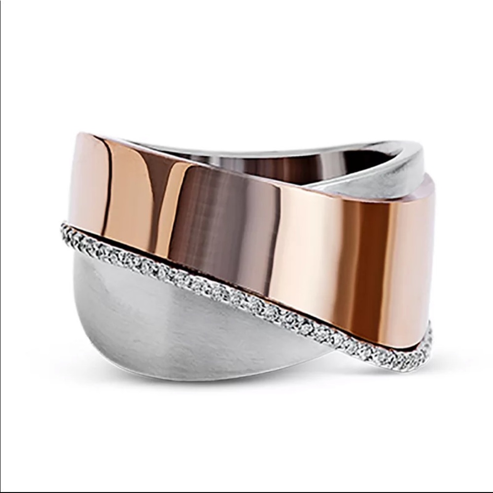 New Women’s 925 Silver Rose Gold Diamond Ring